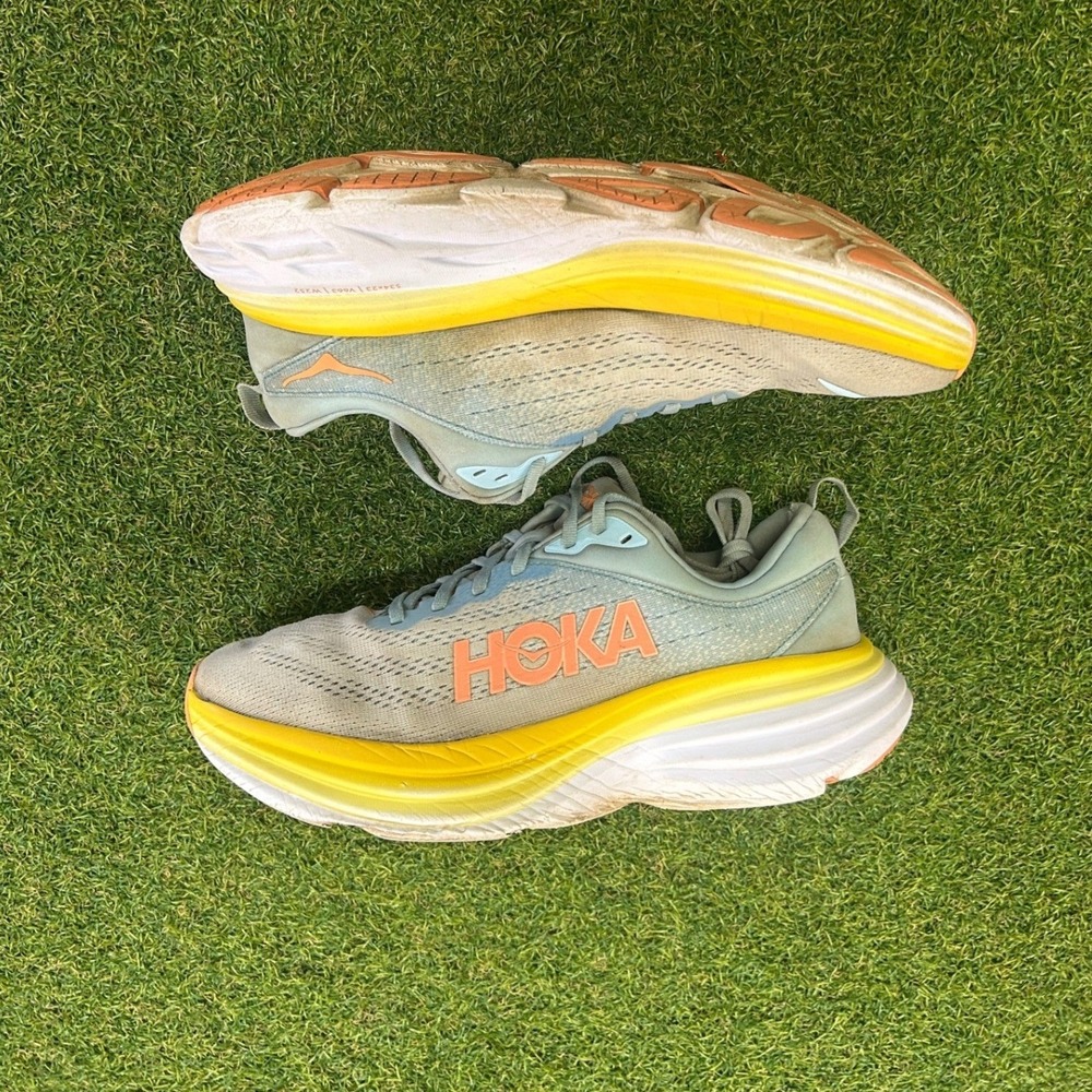 Hoka Bondi 8 Womens Running Shoes Blue Yellow Orange 1127952 Size 9B